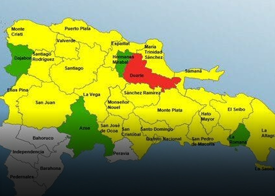 COE mantiene una provincia en alerta roja y 22 en amarillo