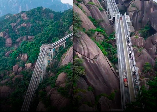 VIDEO: China inaugura asombrosa red de escaleras mecánicas que permite subir una montaña en 10 minutos