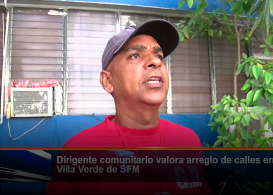 Dirigente comunitario valora arreglo de calles en sector Villa Verde de SFM