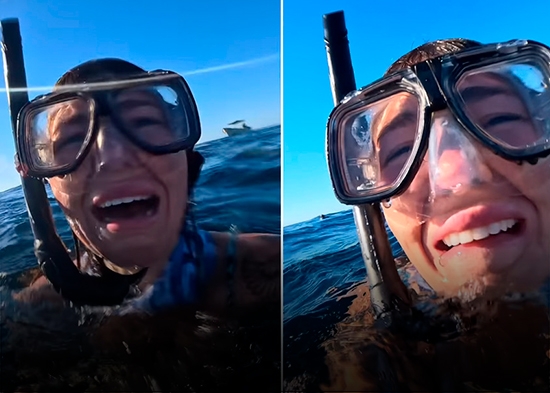 VIDEO: Una mujer se emociona hasta las lágrimas al llevarse una sorpresa en el océano