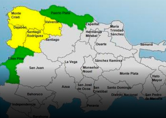 COE coloca cuatro provincias en alerta amarilla por vaguada y sistema frontal